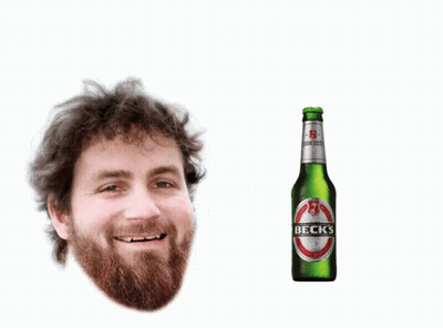 Bearded Man Smiling Next To Becks Beer GIF