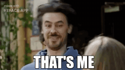Bearded Man Smiling Says That's Me To Woman GIF