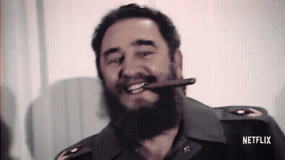 Bearded Man Smiling Smoking Cigar GIF