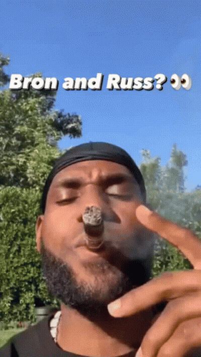 Bearded Man Smoking Cigar With Bron And Russ GIF