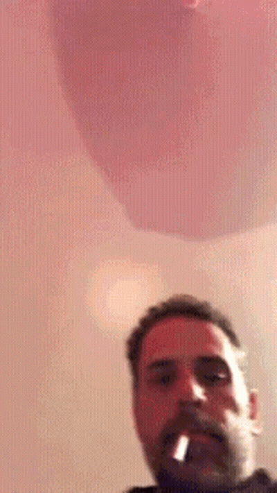 Bearded Man Smoking Cigarette Pink Balloon GIF