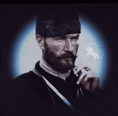 Bearded Man Smoking Cigarette With Horse Symbol GIF