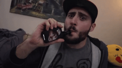 Bearded Man Smoking Cigarette With Joker Sticker GIF