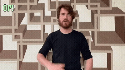 Bearded Man Standing in Front of Wall Saying Op
