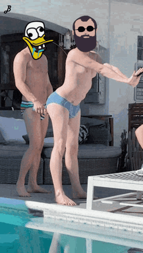 Bearded Man Standing Next To Man With Duck Face GIF
