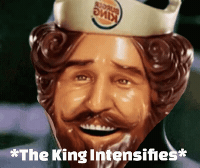 Bearded Man Statue Wearing Burger King Hat GIF