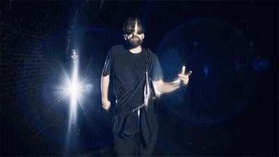 Bearded Man Sunglasses Black Shirt Walking Dark GIF