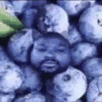 Bearded Man Surrounded By Blueberries GIF