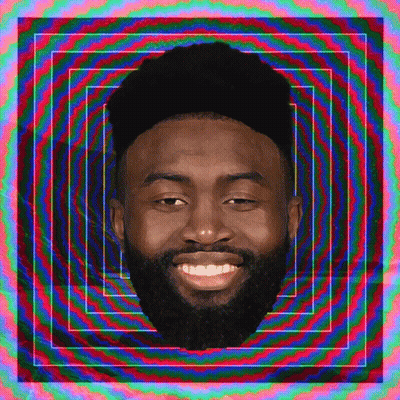 Bearded Man Surrounded By Colorful Circle GIF