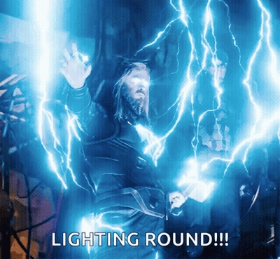 Bearded Man Surrounded By Lightning Lighting Round GIF