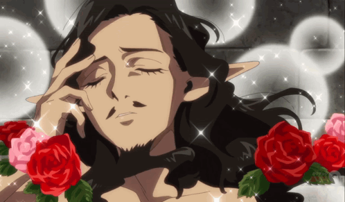 Bearded Man Surrounded By Roses GIF