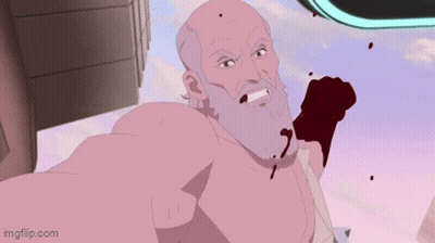 Bearded Man Taking Selfie With Blood On Face GIF