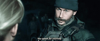 Bearded Man Telling Woman You Speak For Yourself GIF