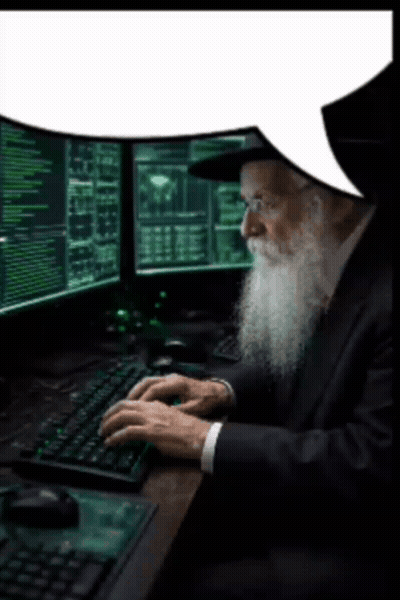 Bearded Man Typing On Keyboard With Multiple Monitors GIF