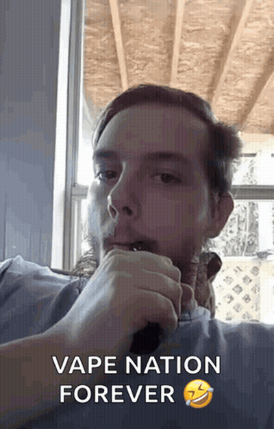 Bearded Man Vaping Says Vape Nation Forever GIF