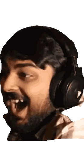 Bearded Man Wearing Corsair Headphones Sticker