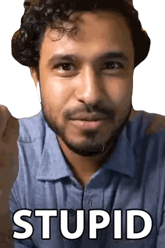 Bearded Man Wearing Earbuds Stupid On Face Sticker