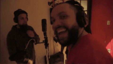 Bearded Man Wearing Headphones Smiling GIF