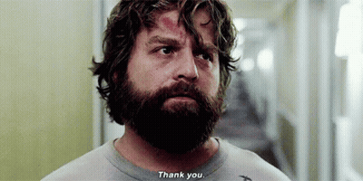 Bearded Man Wearing Thank You Shirt GIF