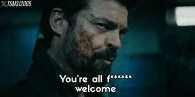 Bearded Man With Blood Saying You're Welcome GIF