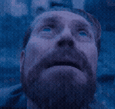 Bearded Man With Blue Eyes Looking Up GIF