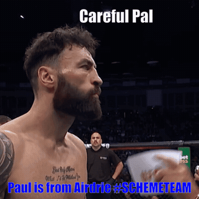Bearded Man With Chest Tattoo In Boxing Ring Saying Careful Pal GIF