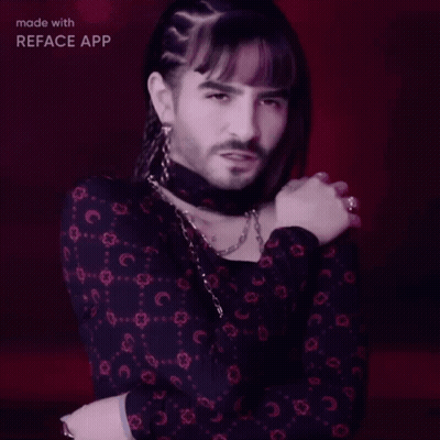 Bearded Man With Choker And Earrings Reface App GIF