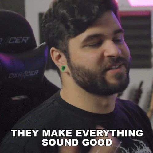 Bearded Man With Ear Piercings Saying They Sound Good GIF