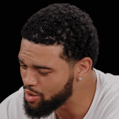 Bearded Man With Earrings Looking Down GIF