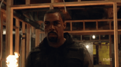Bearded Man With Fire Background And Starz GIF