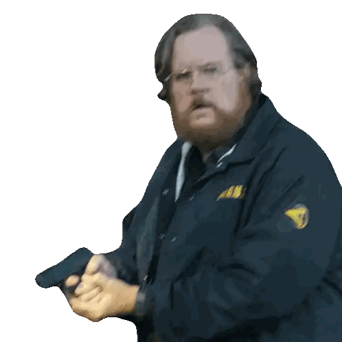 Bearded Man With Glasses Holding Gun Sticker