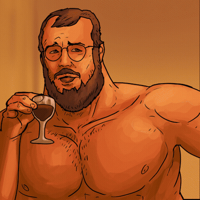 Bearded Man With Glasses Holding Wine GIF