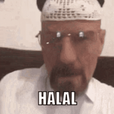 Bearded Man With Glasses White Hat Sunglasses Says Halal GIF