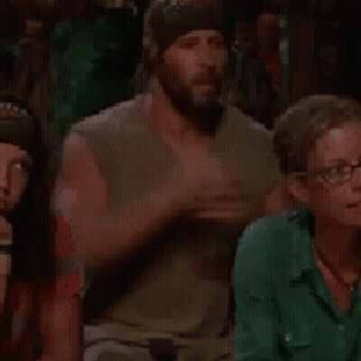 Bearded Man With Hands In Air GIF