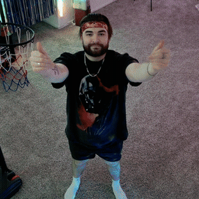 Bearded Man With Headband Thumbs Up Basketball Net GIF