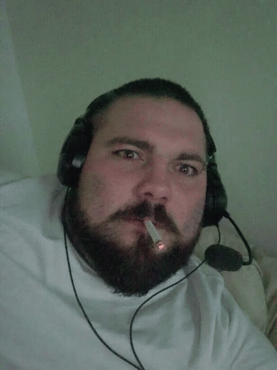 Bearded Man With Headphones And Cigarette GIF