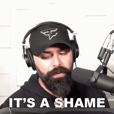 Bearded Man With Headphones And Hat Saying It's A Shame GIF