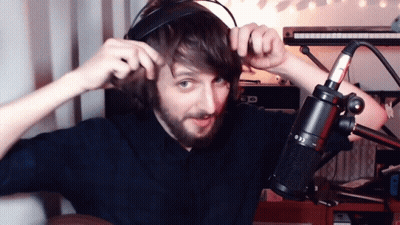 Bearded Man With Headphones And Microphone 003 GIF