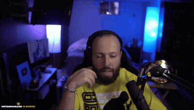 Bearded Man With Headphones And Yellow Shirt Saying D8 GIF