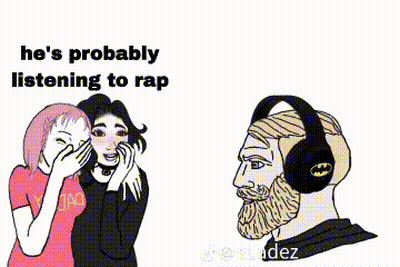 Bearded Man With Headphones Next To Dead Beat Poster GIF
