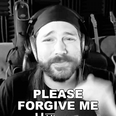 Bearded Man With Headphones Says Please Forgive Me GIF