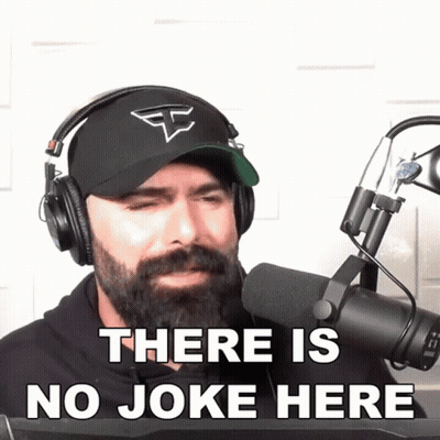 Bearded Man With Headphones Says There Is No Joke Here GIF