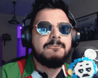 Bearded Man With Headphones Sunglasses And Face Keychain GIF
