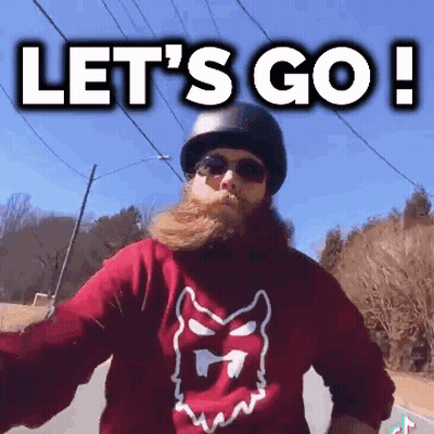 Bearded Man With Helmet And Sunglasses Says Let's Go GIF