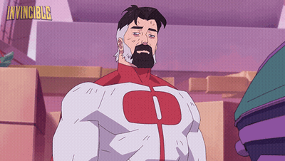 Bearded Man With Invincible Above GIF
