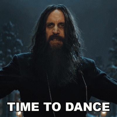 Bearded Man With Long Hair At Time To Dance Sign GIF