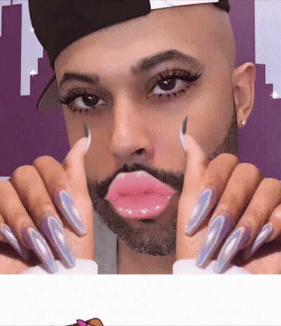 Bearded Man With Long Nails And Fake Mouth GIF