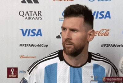 Bearded Man With Qatar Airways Visa Coca Cola Logos GIF