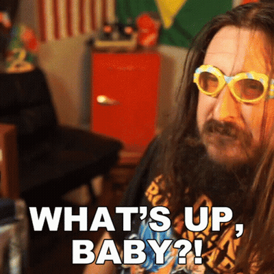 Bearded Man With Sunglasses Says What's Up Baby GIF