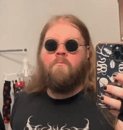 Bearded Man With Sunglasses Taking Selfie GIF